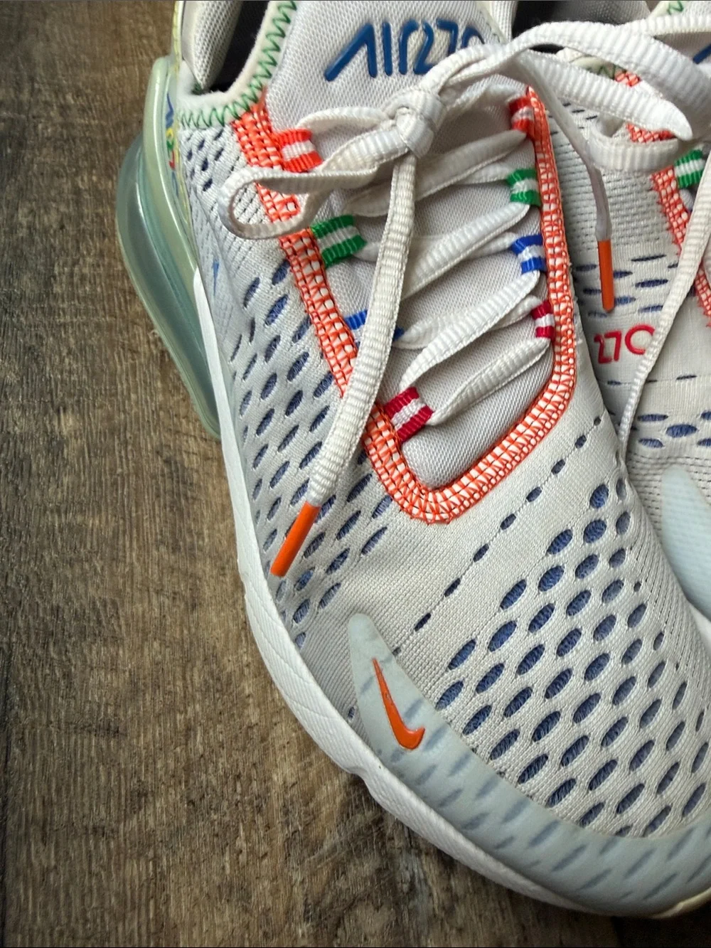 Nike Kids White Sneakers with Multicolor Accents